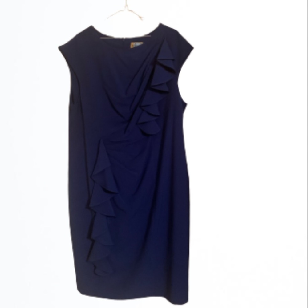 Blue short sleeve ruffle dress